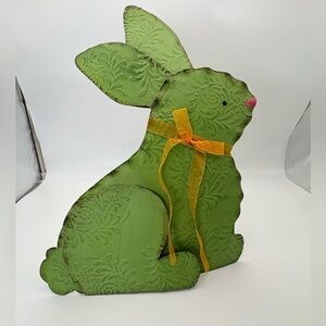 Adorable Green Textured Tin Decorative Bunny
